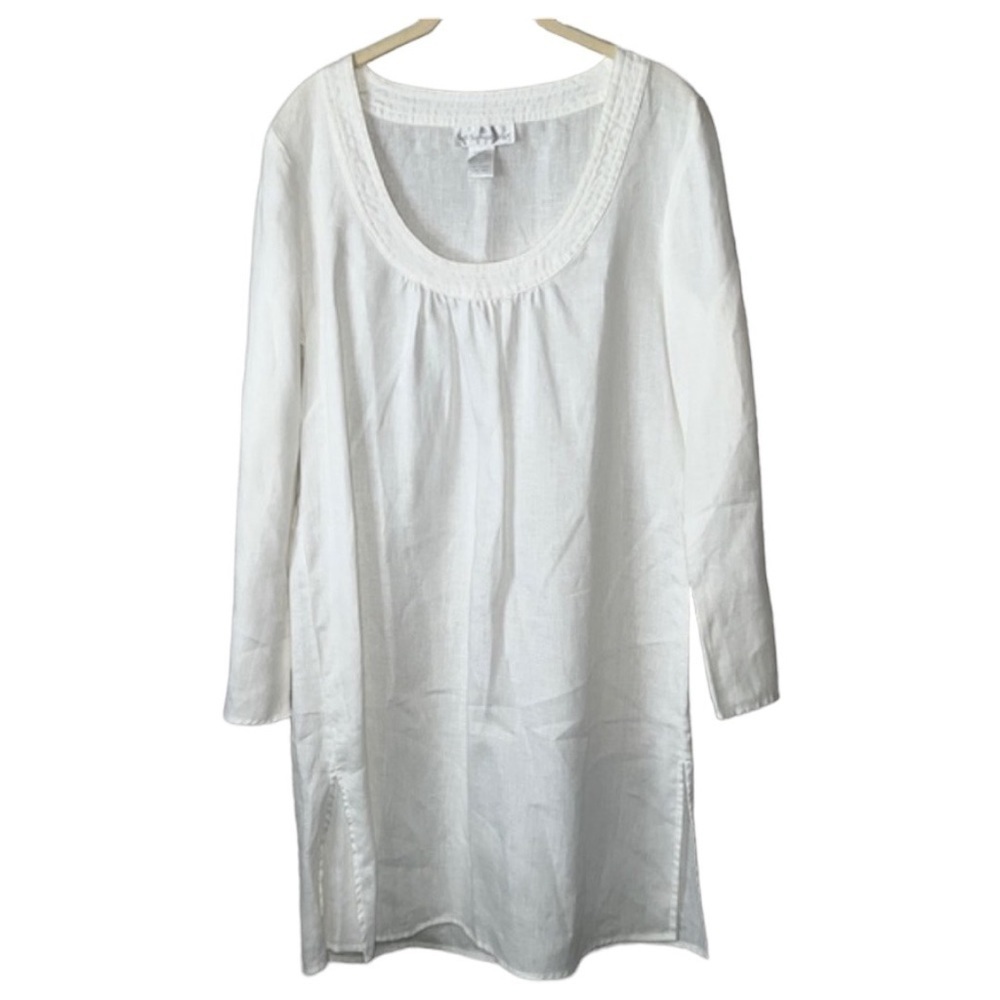 Soft Surroundings White Linen Cover Up Tunic Dress Size S